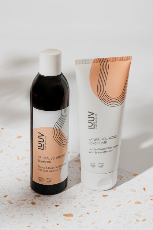 Kohevustandev juuksehoolduskomplekt: astelpaju šampoon+palsam